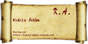 Kubis Ádám névjegykártya